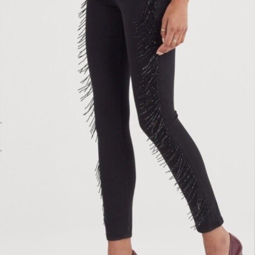 7 For All Mankind Fringe Skinny Jeans in Black